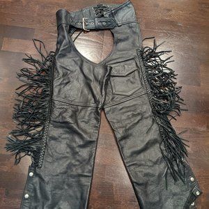 COPY - Black leather motorcycle chaps (Women Med)